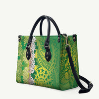 Cook Islands Tiare Maori With Conch Shell Leather Bag Pasifika Fest Polynesian Tattoo Green LT14 Green - Polynesian Pride