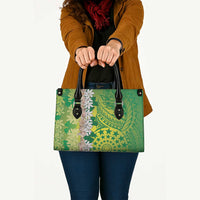 Cook Islands Tiare Maori With Conch Shell Leather Bag Pasifika Fest Polynesian Tattoo Green LT14 - Polynesian Pride