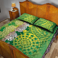 Cook Islands Tiare Maori With Conch Shell Quilt Bed Set Pasifika Fest Polynesian Tattoo Green LT14 - Polynesian Pride