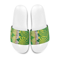 Cook Islands Tiare Maori With Conch Shell Slide Sandals Pasifika Fest Polynesian Tattoo Green LT14 Green - Polynesian Pride