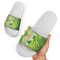 Cook Islands Tiare Maori With Conch Shell Slide Sandals Pasifika Fest Polynesian Tattoo Green LT14 - Polynesian Pride