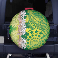 Cook Islands Tiare Maori With Conch Shell Spare Tire Cover Pasifika Fest Polynesian Tattoo Green LT14 No hole Green - Polynesian Pride