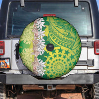 Cook Islands Tiare Maori With Conch Shell Spare Tire Cover Pasifika Fest Polynesian Tattoo Green LT14 Green - Polynesian Pride