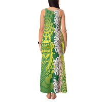 Cook Islands Tiare Maori With Conch Shell Tank Maxi Dress Pasifika Fest Polynesian Tattoo Green LT14 - Polynesian Pride