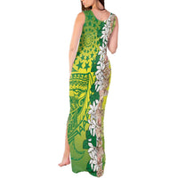 Cook Islands Tiare Maori With Conch Shell Tank Maxi Dress Pasifika Fest Polynesian Tattoo Green LT14 - Polynesian Pride