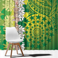 Cook Islands Tiare Maori With Conch Shell Window Curtain Pasifika Fest Polynesian Tattoo Green LT14 - Polynesian Pride