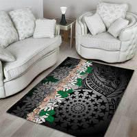Cook Islands Tiare Maori With Conch Shell Area Rug Pasifika Fest Polynesian Tattoo Black