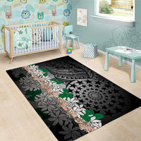 Cook Islands Tiare Maori With Conch Shell Area Rug Pasifika Fest Polynesian Tattoo Black