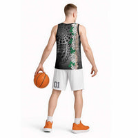 Cook Islands Tiare Maori With Conch Shell Basketball Jersey Pasifika Fest Polynesian Tattoo Black LT14 - Polynesian Pride