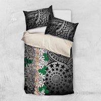 Cook Islands Tiare Maori With Conch Shell Bedding Set Pasifika Fest Polynesian Tattoo Black LT14 US Twin 172cm x 218cm Black - Polynesian Pride