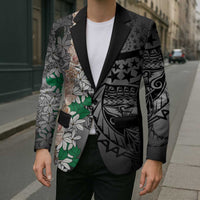 Cook Islands Tiare Maori With Conch Shell Blazer Pasifika Fest Polynesian Tattoo Black LT14 - Polynesian Pride