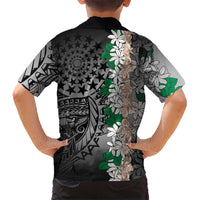 Cook Islands Tiare Maori With Conch Shell Family Matching Long Sleeve Bodycon Dress and Hawaiian Shirt Pasifika Fest Polynesian Tattoo Black