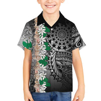 Cook Islands Tiare Maori With Conch Shell Family Matching Long Sleeve Bodycon Dress and Hawaiian Shirt Pasifika Fest Polynesian Tattoo Black