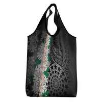 Cook Islands Tiare Maori With Conch Shell Grocery Bag Pasifika Fest Polynesian Tattoo Black LT14 - Polynesian Pride