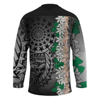 Cook Islands Tiare Maori With Conch Shell Hockey Jersey Pasifika Fest Polynesian Tattoo Black LT14 - Polynesian Pride
