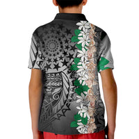 Cook Islands Tiare Maori With Conch Shell Kid Polo Shirt Pasifika Fest Polynesian Tattoo Black LT14 - Polynesian Pride