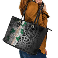 Cook Islands Tiare Maori With Conch Shell Leather Tote Bag Pasifika Fest Polynesian Tattoo Black LT14 - Polynesian Pride
