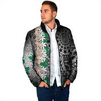 Cook Islands Tiare Maori With Conch Shell Padded Jacket Pasifika Fest Polynesian Tattoo Black LT14 - Polynesian Pride