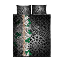 Cook Islands Tiare Maori With Conch Shell Quilt Bed Set Pasifika Fest Polynesian Tattoo Black LT14 - Polynesian Pride