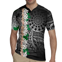 Cook Islands Tiare Maori With Conch Shell Rugby Jersey Pasifika Fest Polynesian Tattoo Black LT14 - Polynesian Pride