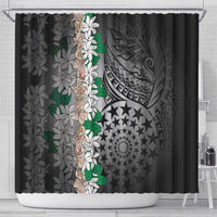 Cook Islands Tiare Maori With Conch Shell Shower Curtain Pasifika Fest Polynesian Tattoo Black LT14 - Polynesian Pride