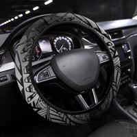 Cook Islands Tiare Maori With Conch Shell Steering Wheel Cover Pasifika Fest Polynesian Tattoo Black LT14 Universal Fit Black - Polynesian Pride