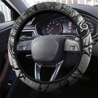 Cook Islands Tiare Maori With Conch Shell Steering Wheel Cover Pasifika Fest Polynesian Tattoo Black LT14 - Polynesian Pride