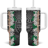 Cook Islands Tiare Maori With Conch Shell Tumbler With Handle Pasifika Fest Polynesian Tattoo Black LT14 One Size: 40 oz Black - Polynesian Pride