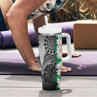 Cook Islands Tiare Maori With Conch Shell Tumbler With Handle Pasifika Fest Polynesian Tattoo Black LT14 - Polynesian Pride