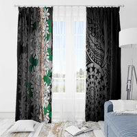 Cook Islands Tiare Maori With Conch Shell Window Curtain Pasifika Fest Polynesian Tattoo Black LT14 - Polynesian Pride