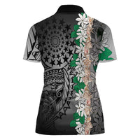 Cook Islands Tiare Maori With Conch Shell Women Polo Shirt Pasifika Fest Polynesian Tattoo Black LT14 - Polynesian Pride
