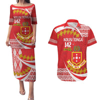 Personalised Kolisi Tonga College Atele Couples Matching Puletasi and Hawaiian Shirt Mate Maa Tonga 142 Years Anniversary LT14 Red - Polynesian Pride