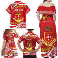 Personalised Kolisi Tonga College Atele Family Matching Off Shoulder Maxi Dress and Hawaiian Shirt Mate Maa Tonga 142 Years Anniversary
