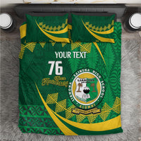 Personalised Tonga Liahona-Saineha High School Bedding Set Happy 76 Years Anniversary LT14 Green - Polynesian Pride