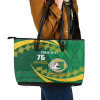 Personalised Tonga Liahona-Saineha High School Leather Tote Bag Happy 76 Years Anniversary LT14 - Polynesian Pride