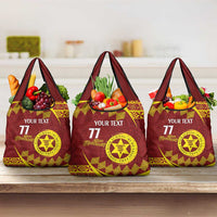 Personalised Tonga High School Grocery Bag Happy 77 Years Anniversary LT14 3-pack One Size Maroon - Polynesian Pride