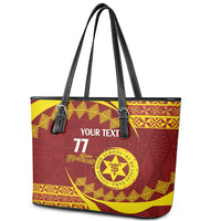Personalised Tonga High School Leather Tote Bag Happy 77 Years Anniversary LT14 - Polynesian Pride