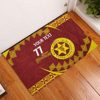 Personalised Tonga High School Rubber Doormat Happy 77 Years Anniversary LT14 Maroon - Polynesian Pride