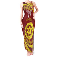 Personalised Tonga High School Tank Maxi Dress Happy 77 Years Anniversary LT14 Women Maroon - Polynesian Pride