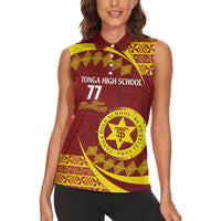 Personalised Tonga High School Women Sleeveless Polo Shirt Happy 77 Years Anniversary