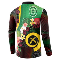 Long God Yumi Stanap Vanuatu Button Sweatshirt Tropical Flowers Aboriginal Pattern LT14 - Polynesian Pride