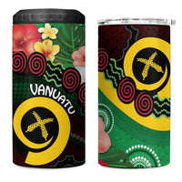 Long God Yumi Stanap Vanuatu 4 in 1 Can Cooler Tumbler Tropical Flowers Aboriginal Pattern LT14 One Size: 16 oz Green - Polynesian Pride