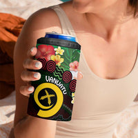 Long God Yumi Stanap Vanuatu 4 in 1 Can Cooler Tumbler Tropical Flowers Aboriginal Pattern LT14 - Polynesian Pride