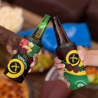 Long God Yumi Stanap Vanuatu 4 in 1 Can Cooler Tumbler Tropical Flowers Aboriginal Pattern LT14 - Polynesian Pride