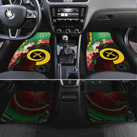 Long God Yumi Stanap Vanuatu Car Mats Tropical Flowers Aboriginal Pattern LT14 Set 4pcs Green - Polynesian Pride