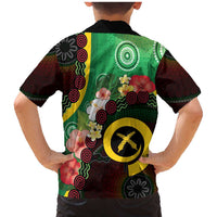 Long God Yumi Stanap Vanuatu Family Matching Mermaid Dress and Hawaiian Shirt Tropical Flowers Aboriginal Pattern
