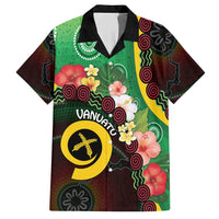 Long God Yumi Stanap Vanuatu Family Matching Short Sleeve Bodycon Dress and Hawaiian Shirt Tropical Flowers Aboriginal Pattern