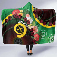 Long God Yumi Stanap Vanuatu Hooded Blanket Tropical Flowers Aboriginal Pattern