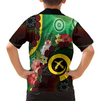 Long God Yumi Stanap Vanuatu Kid Hawaiian Shirt Tropical Flowers Aboriginal Pattern