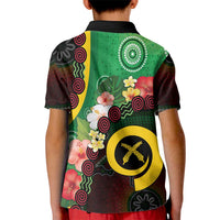 Long God Yumi Stanap Vanuatu Kid Polo Shirt Tropical Flowers Aboriginal Pattern